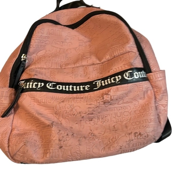Juicy Couture Word Search TFY Our Zips Say It All Pink Backpack Flaws - Picture 3 of 10